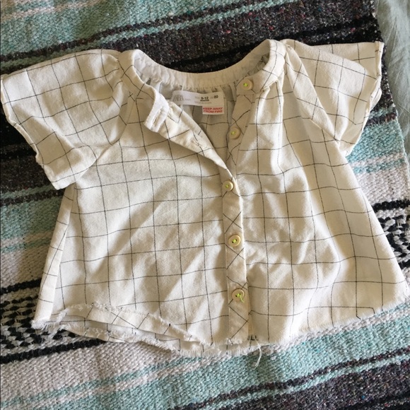 ZARA White & Black Plaid Blouse (9-12 months) - Picture 2 of 3